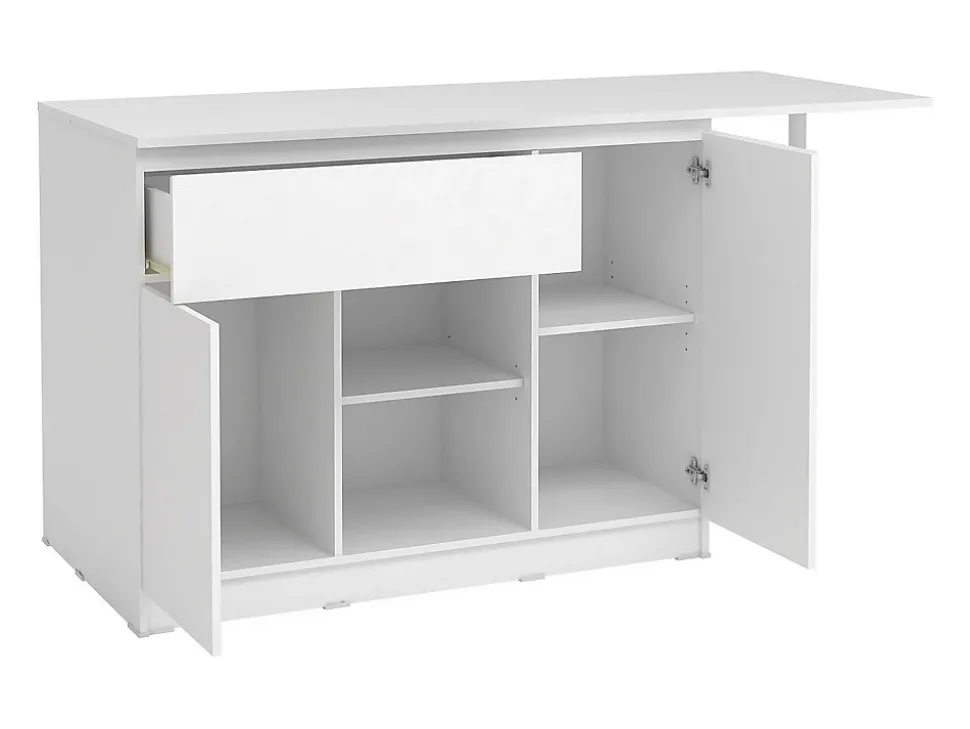 Ilot central de cuisine avec 2 portes, 1 tiroir et 2 niches - Blanc - TUNORI