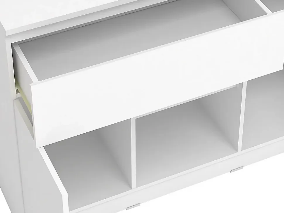 Ilot central de cuisine avec 2 portes, 1 tiroir et 2 niches - Blanc - TUNORI