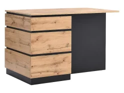 Ilot central de cuisine avec 6 tiroirs et 4 niches en MDF - Naturel clair et Noir - POMARELA