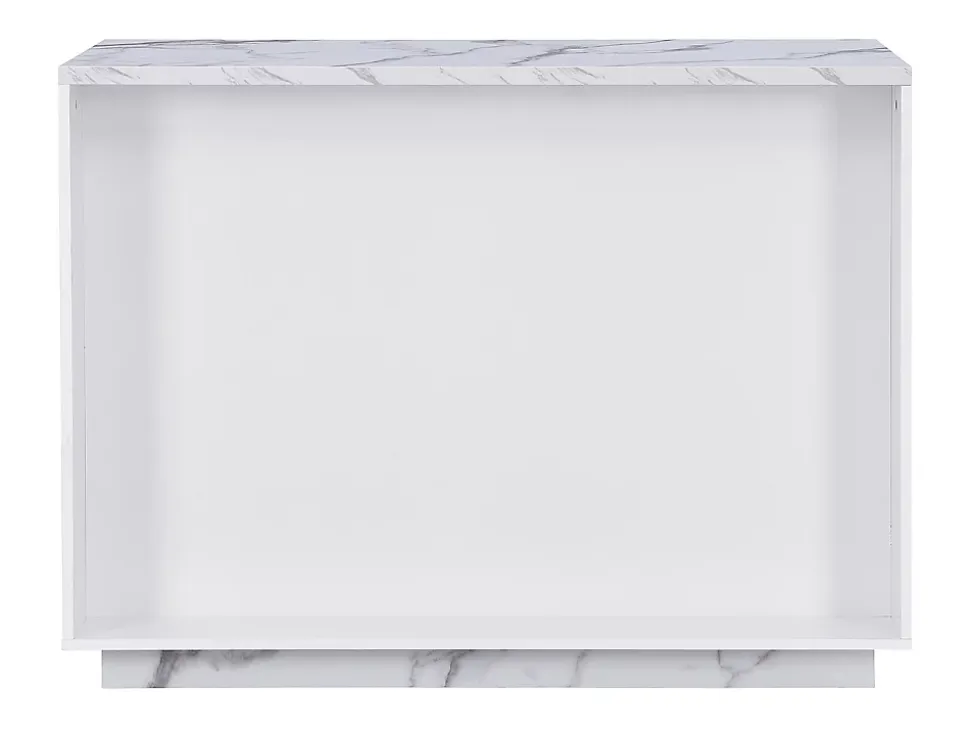 Ilot central de cuisine avec 2 portes et 1 niche en MDF - Effet marbre blanc - CORELINA