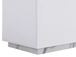 Ilot central de cuisine avec 2 portes et 1 niche en MDF - Effet marbre blanc - CORELINA