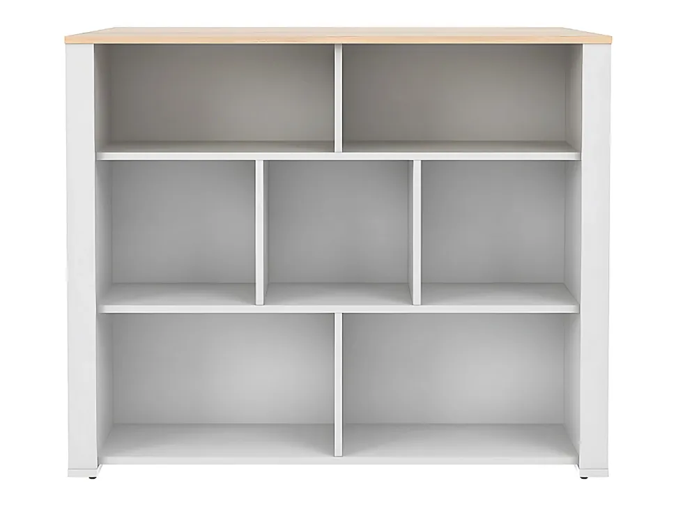 Ilot central de cuisine avec 7 niches - Blanc et naturel - OPOLE