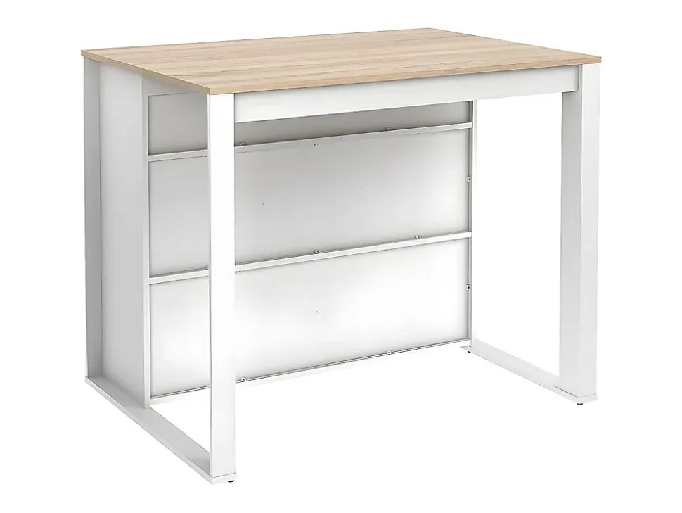 Ilot central de cuisine avec 7 niches - Blanc et naturel - OPOLE