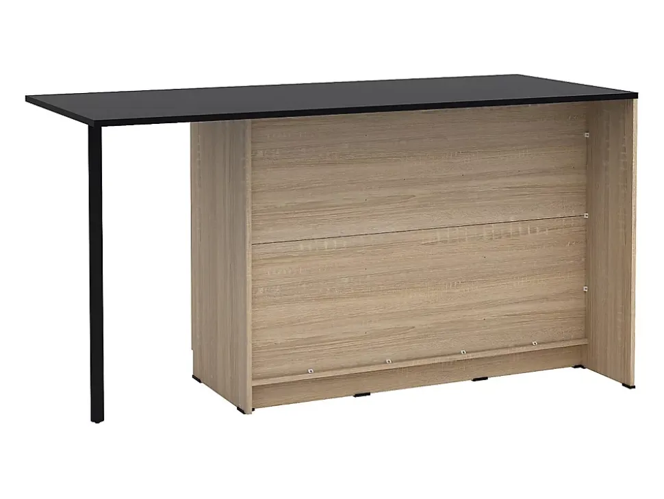 Ilot central de cuisine avec 2 portes, 1 tiroir et 2 niches - Naturel et noir - TUNORI