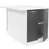 Ilot central IVO 120 cm blanc et gris avec plan de travail