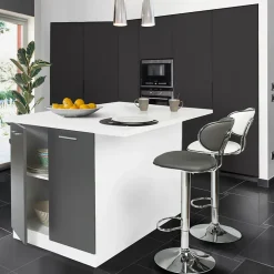 Ilot central IVO 120 cm blanc et gris avec plan de travail