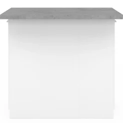 Ilot central IVO 100 cm blanc avec plan de travail effet béton