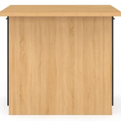 Ilot central IVO 100 cm bois façon hêtre portes noires avec plan de travail