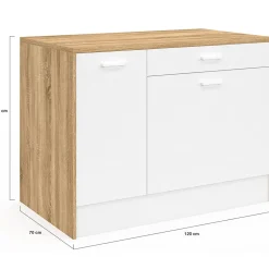 Ilot central LIO maxi capacité de rangement bois et blanc