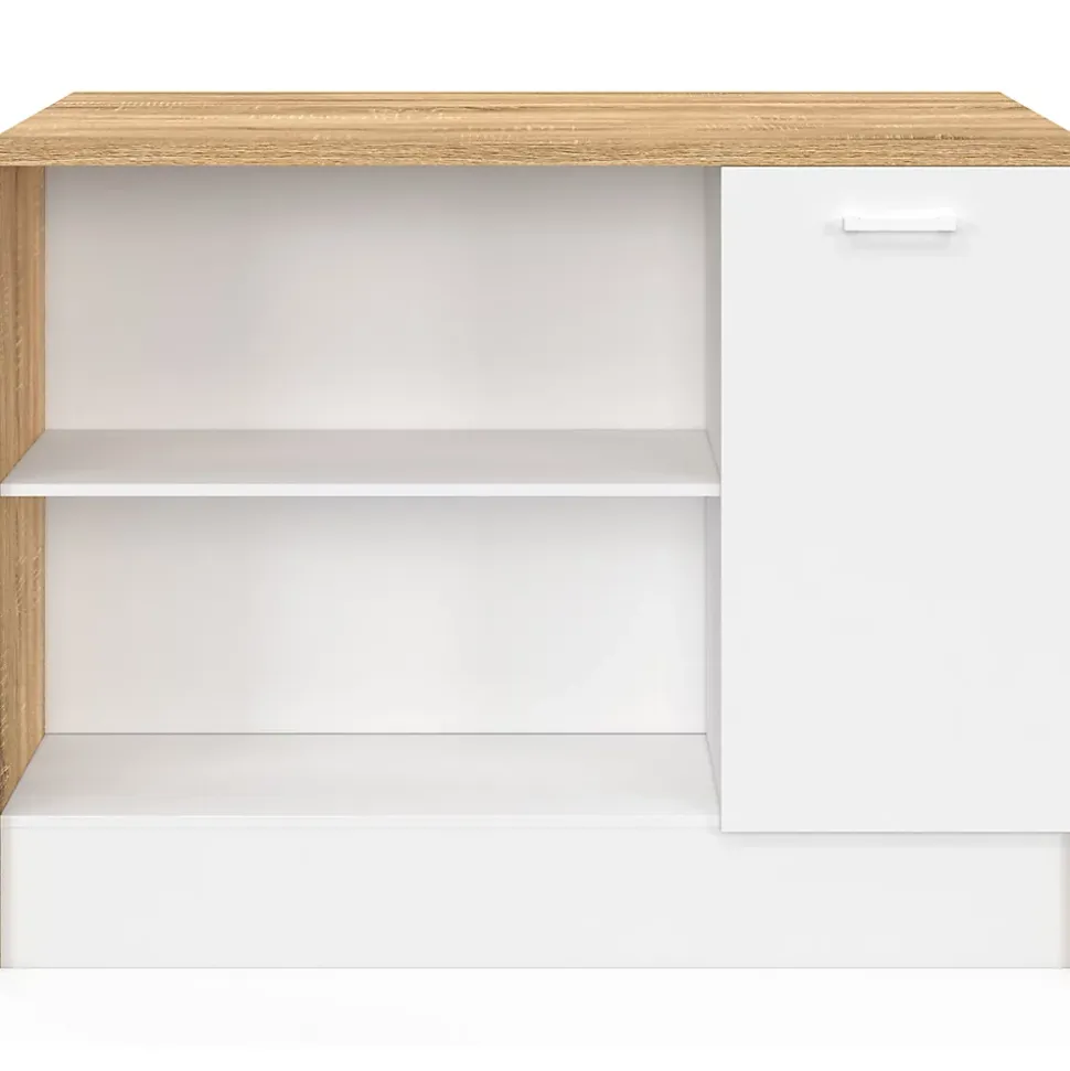 Ilot central LIO maxi capacité de rangement bois et blanc