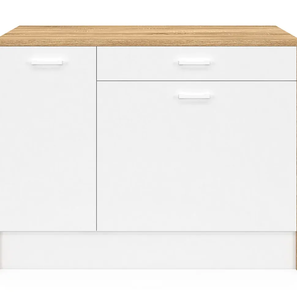 Ilot central LIO maxi capacité de rangement bois et blanc