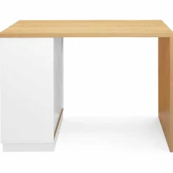 Ilot central mange debout 4 personnes VITO 130 cm blanc et plateau bois