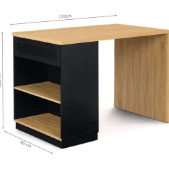 Ilot central mange-debout 4 personnes VITO 130 cm noir et plateau bois