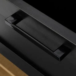 Ilot central mange-debout 4 personnes VITO 130 cm noir et plateau bois