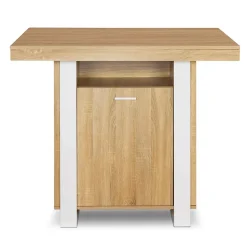 Ilot central PHOENIX 110 cm bois et blanc avec rangements