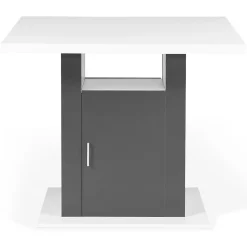 Ilot central UGO 110 cm bois blanc et gris avec rangements