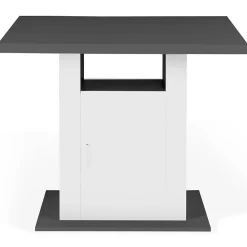 Ilot central UGO 110 cm plateau bois gris et blanc avec rangements