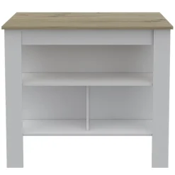 Ilot de cuisine Cala en mélaminé avec trois étagères , 89.99 cm X 102.99 cm X 69.97 cm , White / Duna