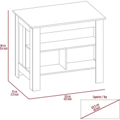 Ilot de cuisine Cala en mélaminé avec trois étagères , 89.99 cm X 102.99 cm X 69.97 cm , White / Duna