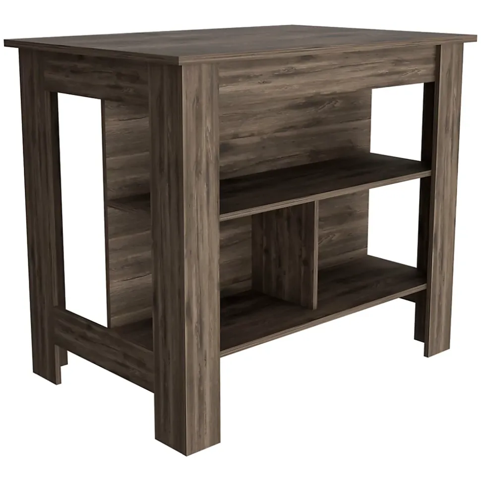 Ilot de cuisine Cala en mélaminé avec 3 étagères, marron, 90 cm X 103 cm X 70 cm