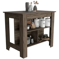 Ilot de cuisine Cala en mélaminé avec 3 étagères, marron, 90 cm X 103 cm X 70 cm