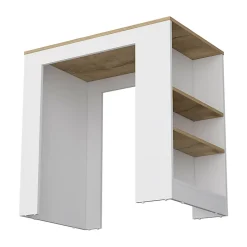 Ilot de cuisine Portree en mélamine 3 étagères et rangement ouvert , 91.28 cm X 92 cm X 59 cm , Multicolore