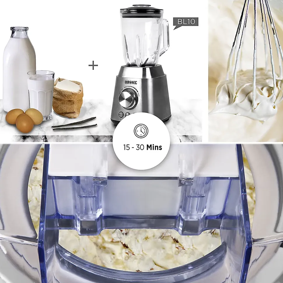 IM540 Sorbetière électrique Capacité de 1,5 litre Cuve en inox Turbine Desserts glaces yaourts glacés faits maison Duronic