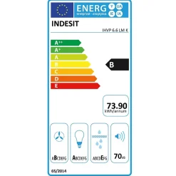 INDESIT Hotte décorative 60 cm noir et verre IHVP66LMK