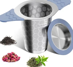 Infuseur à thé en acier inoxydable avec poignée silicone gris