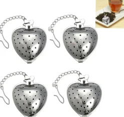 Infuseur à thé en acier inoxydable forme cœur avec chaîne