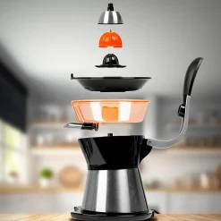 JE304 Presse agrumes 300W Capacité 400 ml Filtre réglable Poignée en aluminium Jus oranges citrons agrume frais Duronic