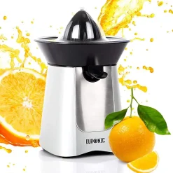 JE6 SR Presse agrume électrique 100W Bec verseur 2 cônes interchangeables jus oranges citrons agrume frais Duronic