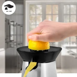 JE6 SR Presse agrume électrique 100W Bec verseur 2 cônes interchangeables jus oranges citrons agrume frais Duronic