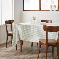 JOEL - Nappe Rectangulaire 150x250cm Gaze de Coton Vichy Coloris Eucalyptus