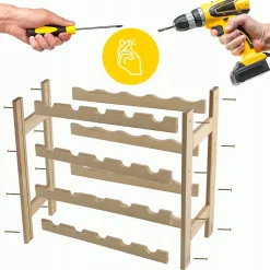 KADAX Casier à bouteilles de vin en bois 20 bouteilles Étagère à alcool