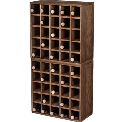 KADAX Casier à vin Échiquier en Bois Marron Foncé 2 pcs