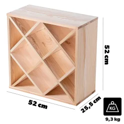 KADAX Casier à vin en grille en bois marron clair