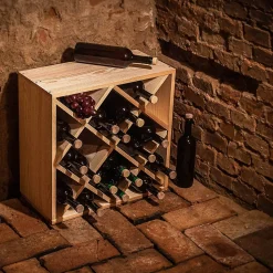 KADAX Casier à vin en grille en bois marron clair