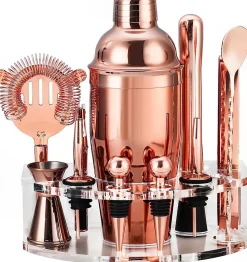 Kit Cocktail 12 Pièces avec Support Or Rose