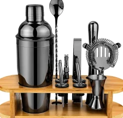 Kit Cocktail Complet avec Support en Bambou noir