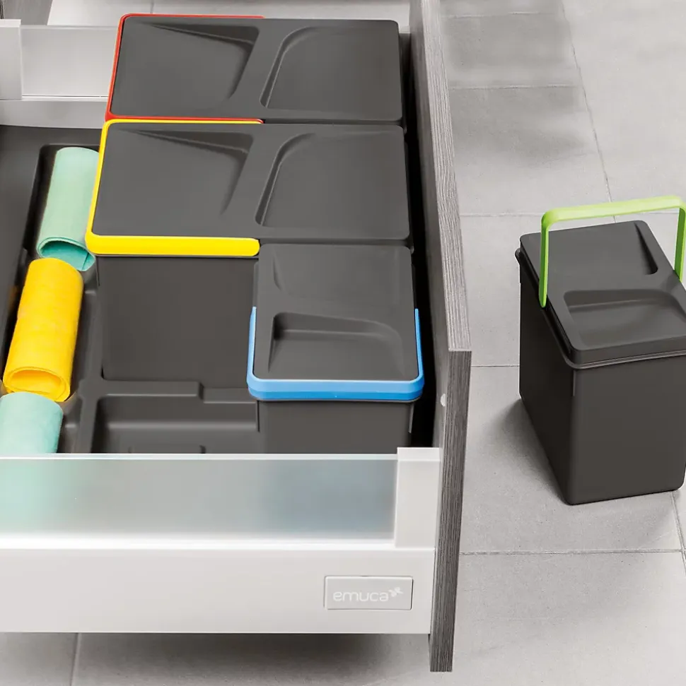 Kit de poubelles de cuisine avec base 2 bacs de 12 litres Recycle