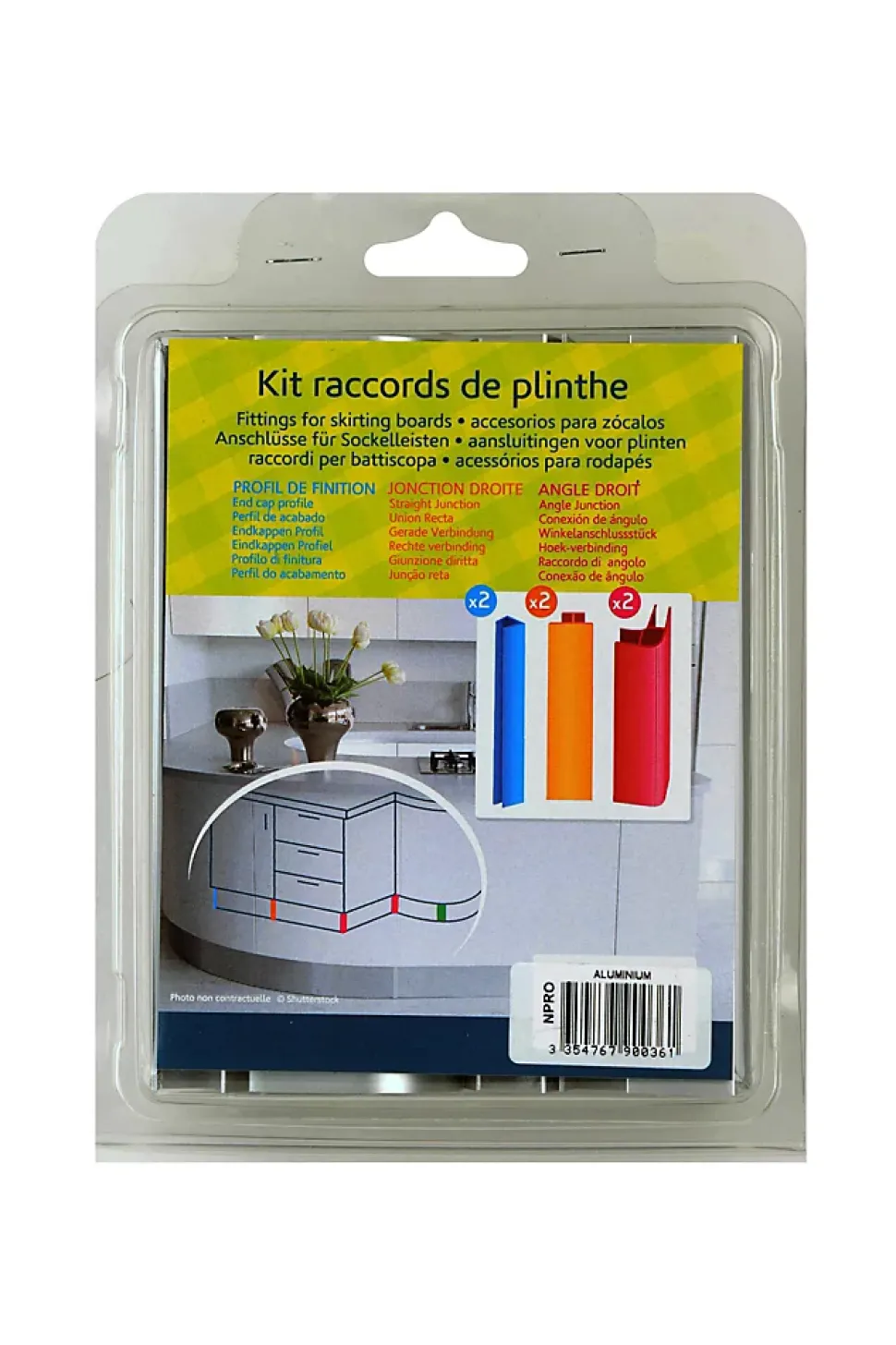Kit de raccords de plinthe de cuisine (2AG + 2H + 2U) Nordlinger 16/19 mm, gris