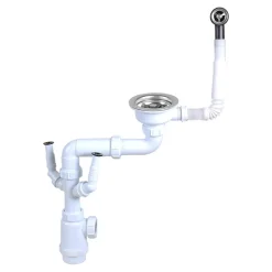 Kit de vidage A manuel évier avec panier acier inoxydable 1 bac