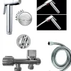 Kit hygiène WC avec douchette 2 jets + flexible + support mural + robinet alimentation, chrome, MTK Harmonie
