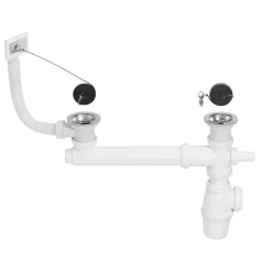 Kit pour évier avec siphon réglable blanc 50mm, bouchon et trop-plein Wirquin