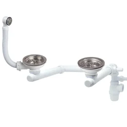 Kit pour évier avec siphon réglable blanc 90mm, bouchon et trop-plein Wirquin