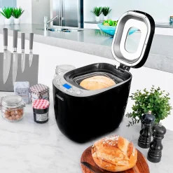 Kitchencook - Machine à Pain - Départ Différé - 550w - 12 Programmes Intégrés - Cuve Amovible Antiadhésive - Noir