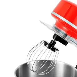 Kitchencook - Robot Pétrin 5l - 1300w - 6 Intensités - Bol Amovible Acier Inoxydable - Crochet à Pâte - Fouet à Fils - Rouge