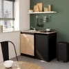 Kitchenette complète vitrocéramique noir et effet chêne H.94,2 x l.120 cm