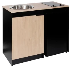 Kitchenette complète vitrocéramique noir et chêne H.94,5 x l.120 cm